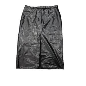 NWT Abercrombie & Fitch Women’s Large Vegan Leather Skirt W/ Front Slit Black